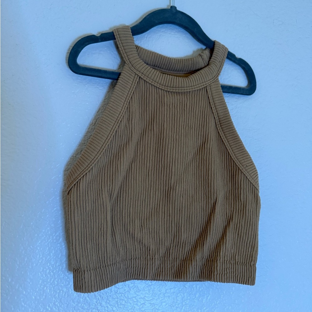 Aerie Ribbed Brown Crop Top